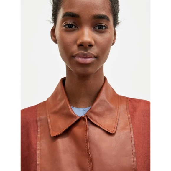 Zara Jackets & Coats Nwt Zara Leather Linen Jacket Poshmark